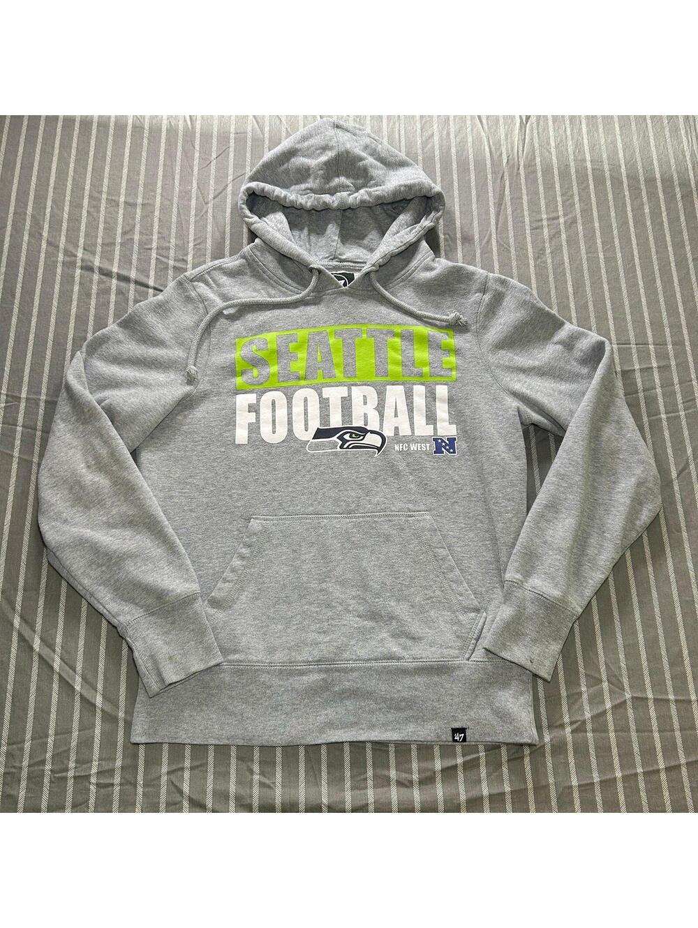 47 Brand Men's Seattle Seahawks Logo Hoodie Sweatshirt gray Size Small